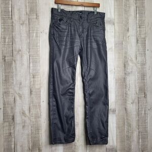 Guess Lincoln Slim Straight Waxed Jeans. 33x30. Dark Grey/Black